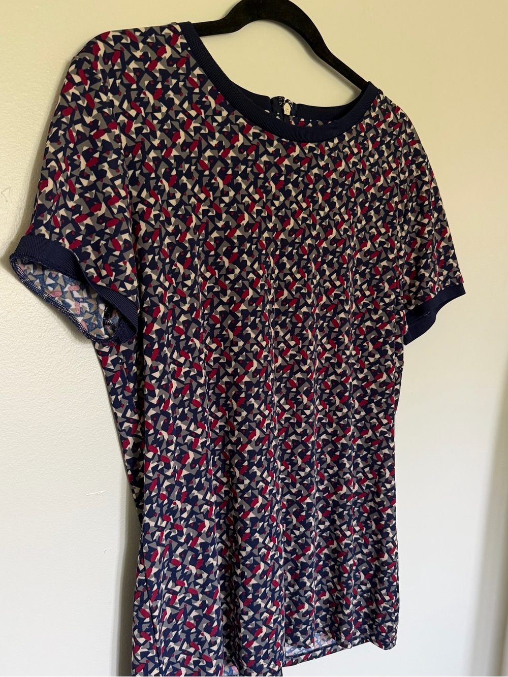 Lauren Ralph Lauren Navy Geometric Short Sleeve Tee with Pink & Cream Accents